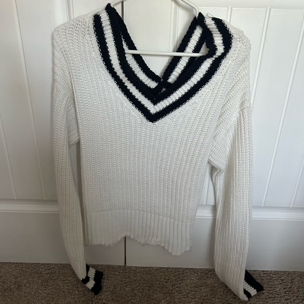 francesca’s distressed black and white sweater